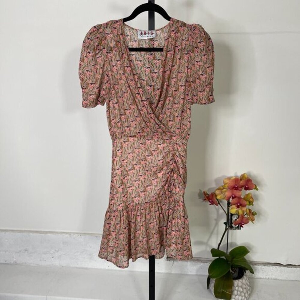Iris Mittenaere Womens Multicolor Floral Modern Lightweight Wrap Dress Size XS